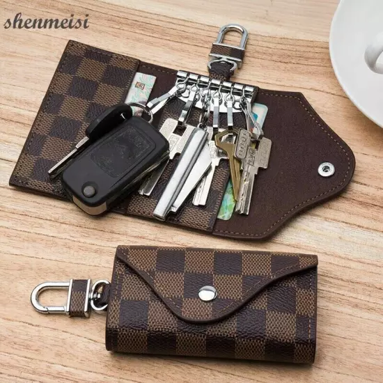 Genuine Leather Key Holder Case Keychain Pouch Bag Car Wallet Key Ring Unisex'