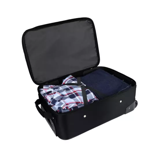 Carry On Luggage Suitcase 18" Cabin Bag Small Lightweight Rolling Baggage Black