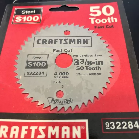 New Craftsman S100 Steel 50 Tooth 3 3/8 inch Premium Precision Saw Blade 932284