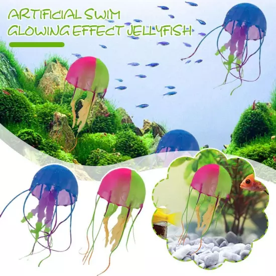 Fluorescent Artificial Jellyfish Aquarium Fish Tank Landscape Decor G