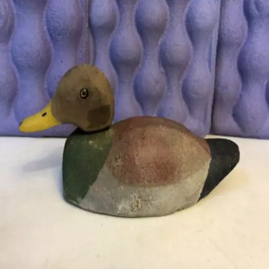 Vintage Hand Carved Wood Mallard Duck Decoy Original Paint Textured See Descrip