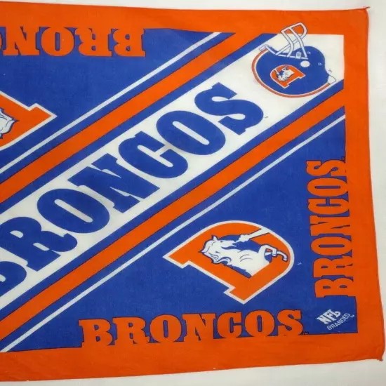 Denver Broncos NFL Vintage Bandana Classic VINTAGE Logo 100% Cotton MADE IN USA.