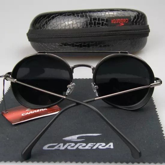 New Men Women Retro Sunglasses Round Windproof Matte Frame Metal Carrera Glasses