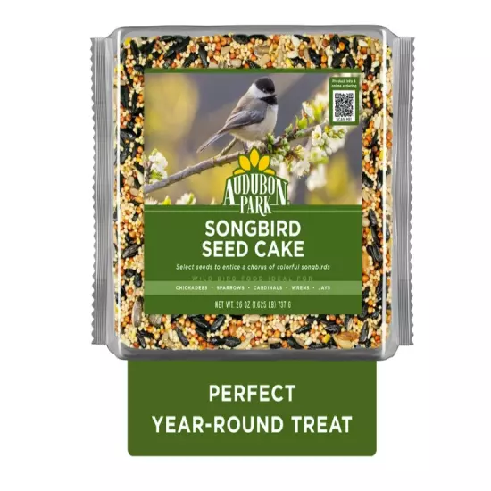 Songbird Seed Cake Wild Bird Food, Premium Pressed Bird Seed Mix, 26 oz.