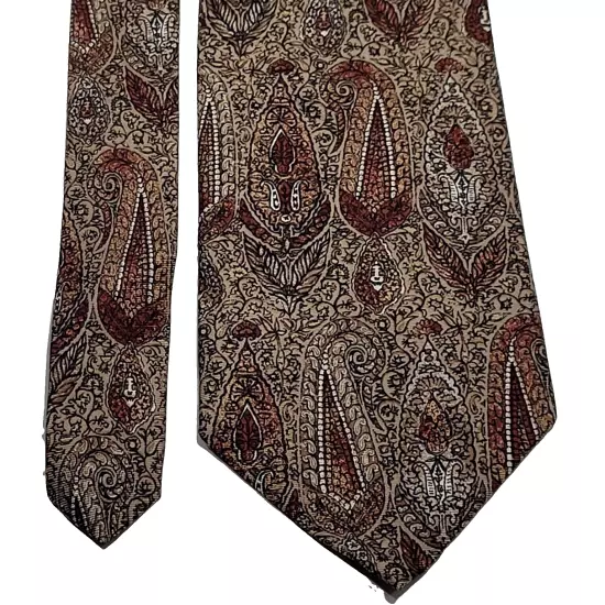 Alexander Cross Brown Shades Paisley Style All Business SILK Necktie