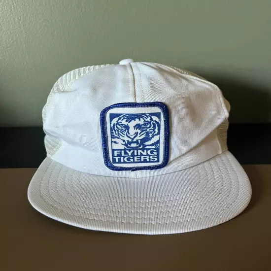 VTG Flying Tigers Adjustable One Size Fits All Mesh Snapback Patch Hat - White