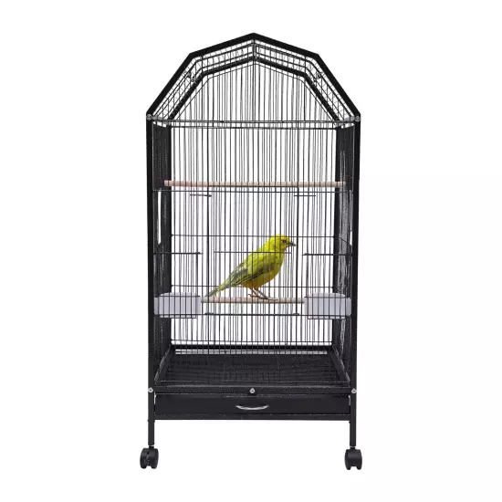 Spacious Metal Cage with Stand for Large Finch Flight Perfect Pet Home,Black