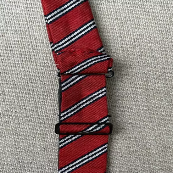 Vintage Silk Bow Tie Red, White Navy Stripe Self-Tie Adjustable 2”