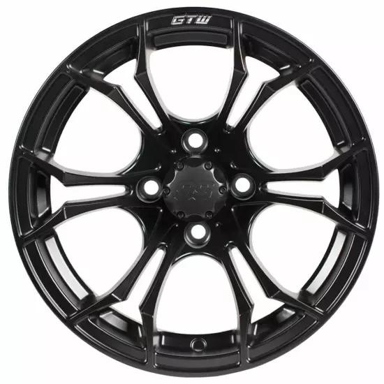 GTW 12x7 Spyder Matte Black Golf Cart Wheel | 3:4 Offset | 4x4 (101.6mm)