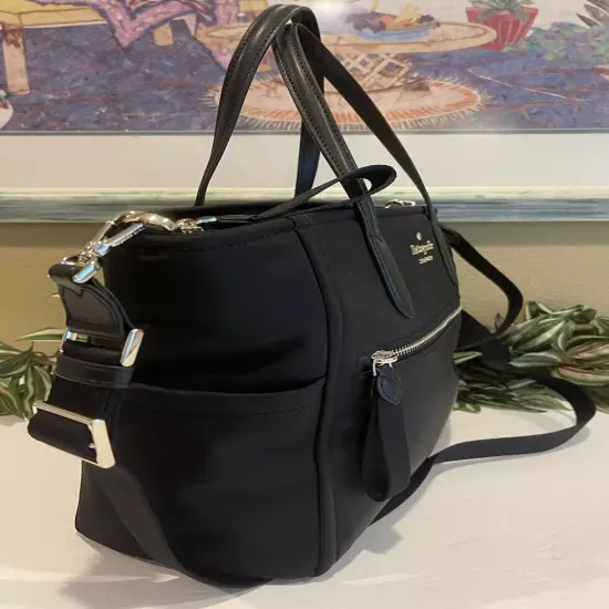 KATE SPADE CHELSEA NYLON MEDIUM BLACK TOTE SATCHEL BAG ZIP SHOULDER CARRYALL