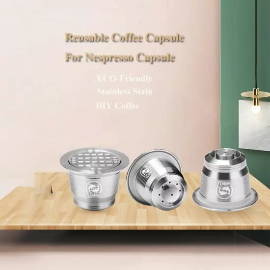 For Nespresso Stainless Steel Coffee Capsules Refillable Reusable Espresso Pods.