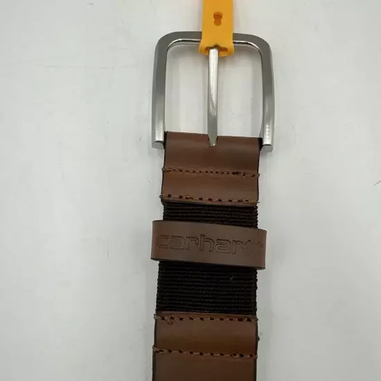 Carhartt Men's 34 Brown Stretch Rugged Flex Bridle Full Grain Leather Belt