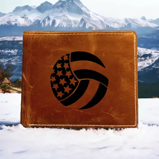 Volleyball USA Leather Wallet Bifold Premium Quality Buffalo Sport Gift NEW