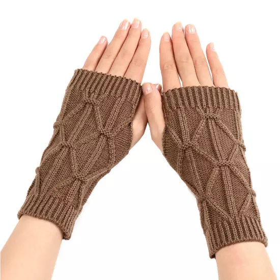 1Pair Fingerless Arm Warm Winter Knitted Gloves Hand Long Warmer Mittens Unisex