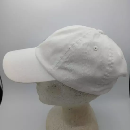 Polo Ralph Lauren Hat Cap Strap Back Solid White with Blue Pony Logo and Script