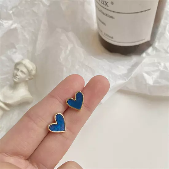 Sweet Heart Stud Earrings For Women Girls Enamel Earrings Mini Ear Studs Trendy