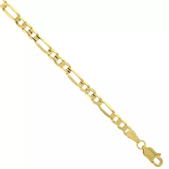 10k Solid Yellow Gold Figaro Chain Necklace 2.23mm-10.25mm Sz 16-30 Inches