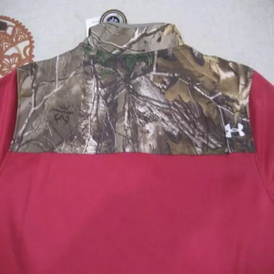 WOMENS Under Armour COLDGEAR REALTREE CAMO PINK HUNT 1/4 ZIP TOP XL NWT 