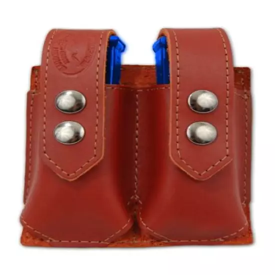 NEW Barsony Burgundy Leather Double Magazine Pouch Ruger Star Full Size 9mm 40