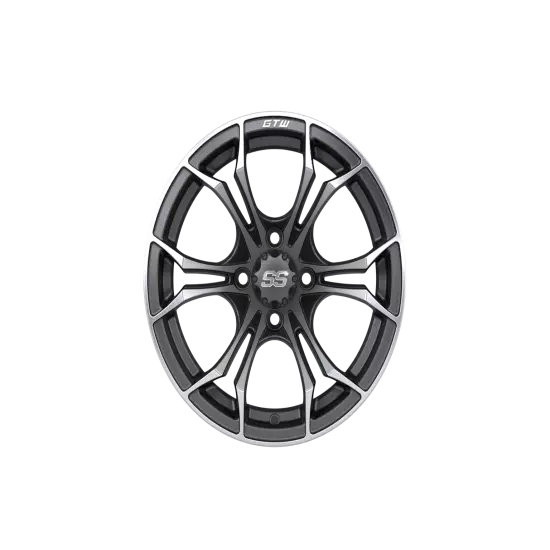 Set of 4 GTW 14" Spyder Matte Gray/Machined Wheels on 21" Fusion Street Tires