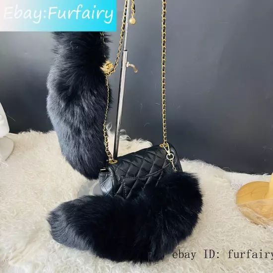 2/5/10 wholesale Dyed Color Real Blue Fox Tail Fur Keyring Pendant Cosplay Toy