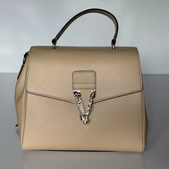 Versace Top Handle Grainy Calf Leather Beige Shoulder Bag 1013351 IT NWT $1775