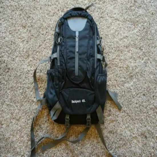 NEW 40L HIKING BACKPACK DAYPACK Waterproof Black Breathable Water Bottle Pockets