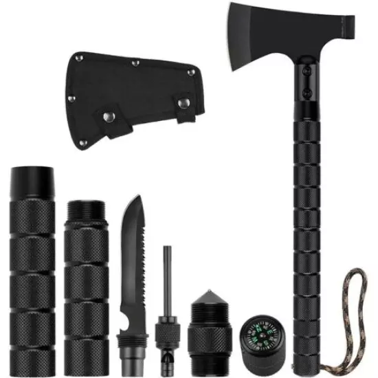 Multifunctional Folding Survival Axe & Emergency KIT Tactical Knife & Flashlight