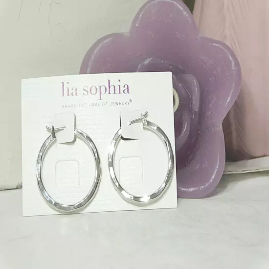 Beautiful Lia Sophia "TRENDCAST" Hoop Earrings, Silver Toned, NWT *VERY POPULAR*