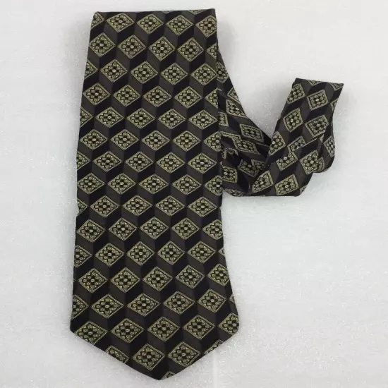 Valentino Italy Black Gray Beige Diamond Silk Tie Men's Classic 3.8" x 55"