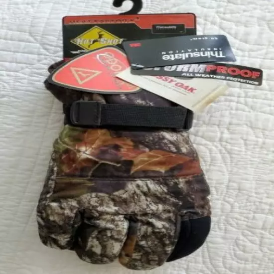 NEW Hot Shot Heat Factor X3 Mossy Oak Gloves OdorX Thinsulate Rubber Palm M L XL