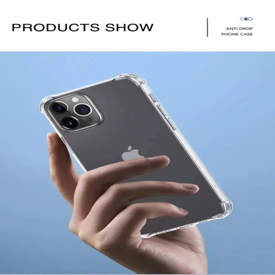 Shockproof Silicone Clear Phone Case For iPhone 11 12 13 14 15 Pro Max Plus Lens