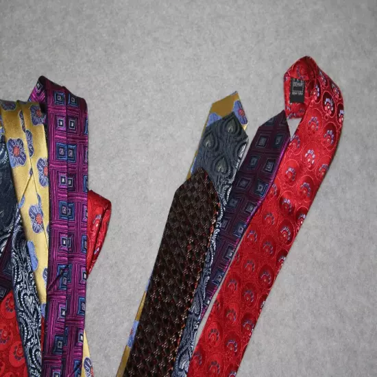 LOT of 5 IKE BEHAR Men's Silk Ties Purple Gold Red Brown/Black WEEK WORTH