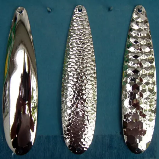  Nickel Plated (4 3/4") Smooth, Hex, Hammered, Spoon Blanks .025 Walleye Candy