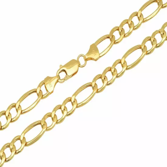 BRAND NEW 10k Yellow 4.5mm-7.5mm Gold Figaro Link Chain Necklace Bracelet Hollow