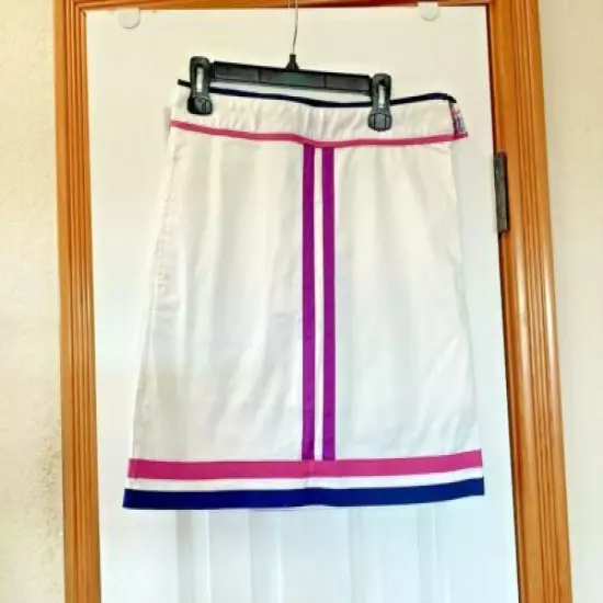 Greg Norman Womens Golf Skort - White Blue/Purple/Pink Trim - Stretch - Size 6