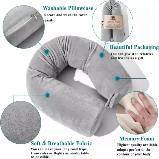 Comfort Travel Pillow Memory Foam Neck Pillow with Breathable Eye Mask Ear Plugs