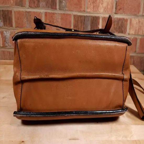 Vintage Tan Soft Leather Briefcase Messenger Bag Made In USA