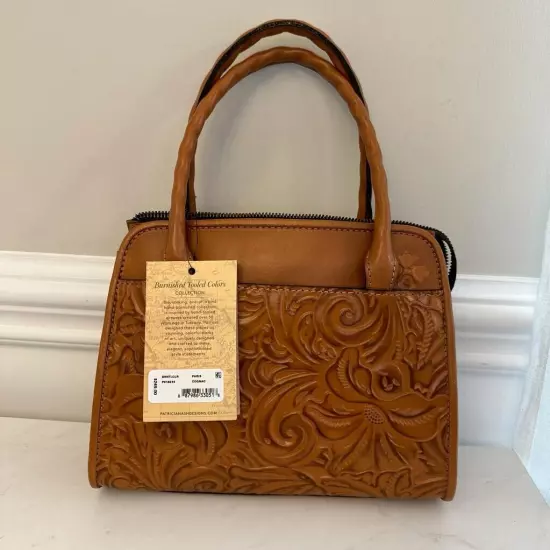 NWT Patricia Nash Burnished Tooled Colors Paris Cognac Brown Crossbody Handbag