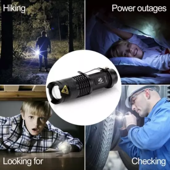 D2 Steel Survival Knife With Sheath Q5 LED Cree Flashlight Hard Waterproof Case