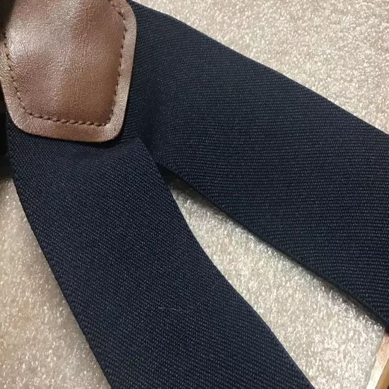 Perry The Original Suspenders Hook On Belt Leather Logo Navy Made in USA 2”