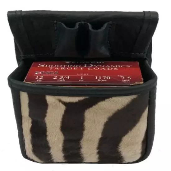 Real ZEBRA & CAPE BUFFALO HIDE SHOTGUN SHELL SKEET / TRAP SHOOTING POUCH Blk2