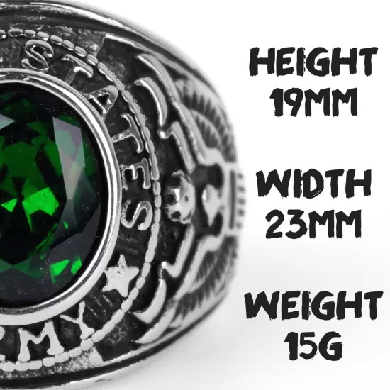 Stainless Steel Men Rings Rhinestone United States Army Eagle Gemstone jewelry