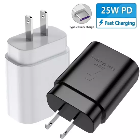 25w Type USB-C Fast Wall Charger+6FT Cable For Samsung Galaxy S20 S21 5G lot US