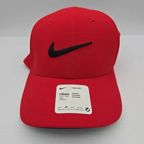 NEW Nike Adult Legacy 91 Dri-Fit Hat Red/Black Adjustable One Size Tech Cap