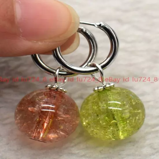 8/10/12mm Natural Multicolor Gemstone Round Beads Silver Leverback Earrings