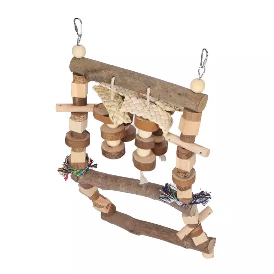 Bird Ladder Bridge Swing Chewing Toys Natural Logs Cage Accessories F AD5