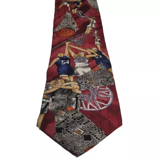 BASKETBALL Theme Pattern Coach Player All Business SILK Necktie Samuel & Sons