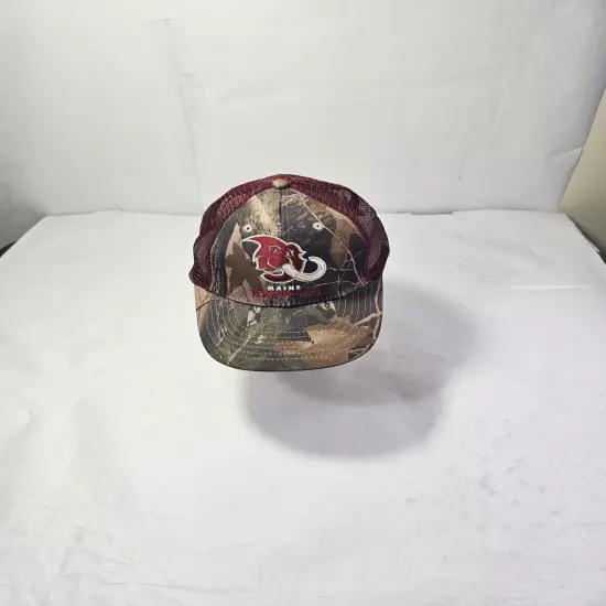 Maine Mammoths Camouflage Maroon Snapback Baseball Trucker NAL Hat