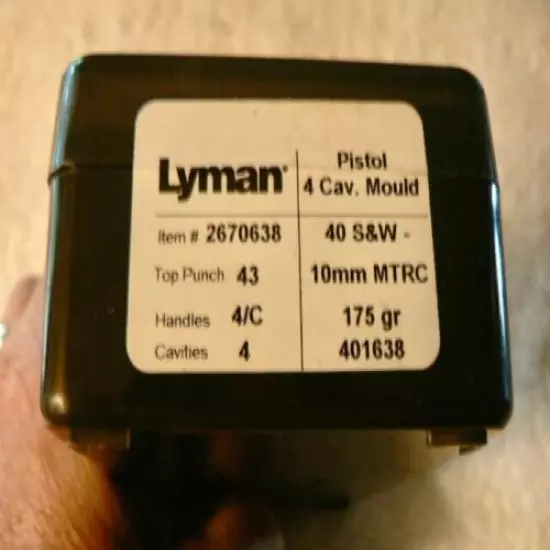 NEW Lyman Pistol Bullet Mould 40 Caliber & 10MM 175 Grain 4-Cavity